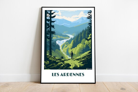Handmade Ardennes Poster Wall Art Retro Travel Framed Birthday Home Made Decor Gift Vector Illustration Print Painting Custom