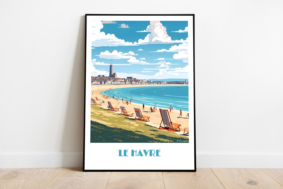 Handmade Havre Poster Wall Art Retro Travel Framed Birthday Home Made Decor Gift Vector Illustration Print Painting Custom Text