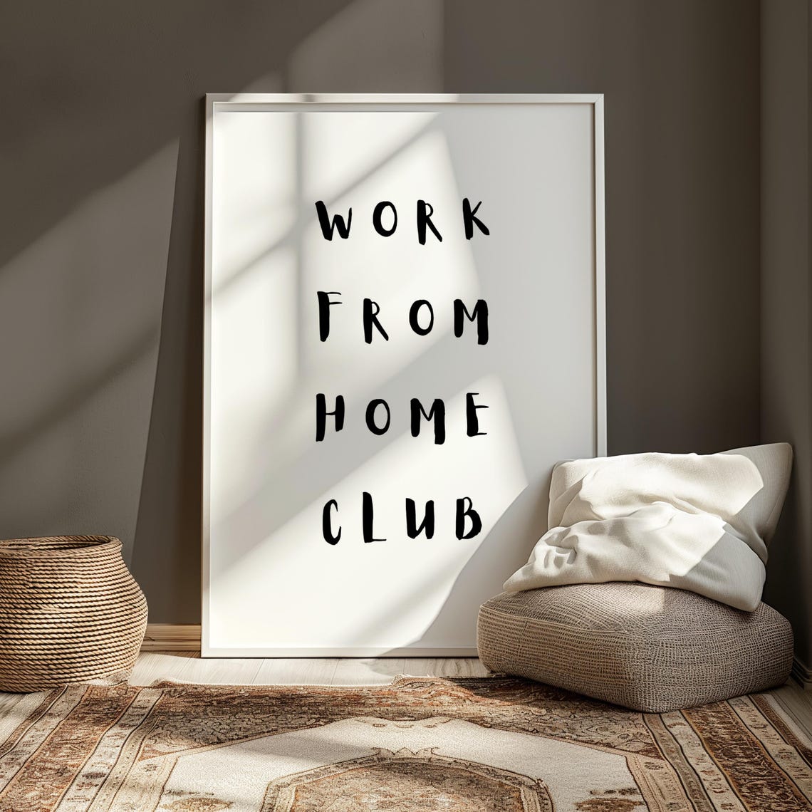 Work From Home Club Hand Lettered Typography Poster Office Decor - Image 4
