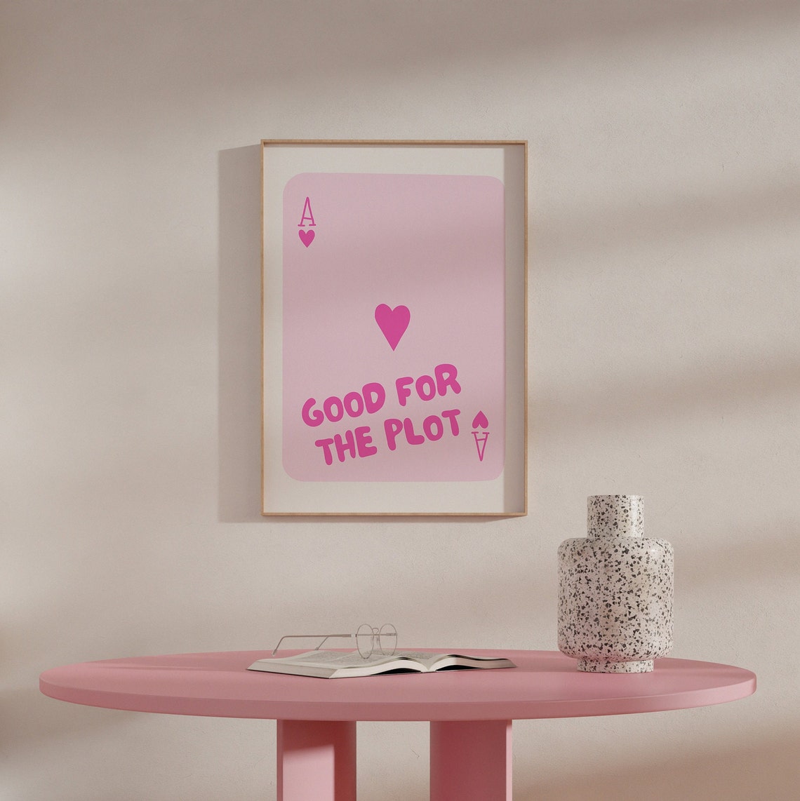 Good For The Plot Pink Ace Of Hearts Playing Card Design Poster - Image 3