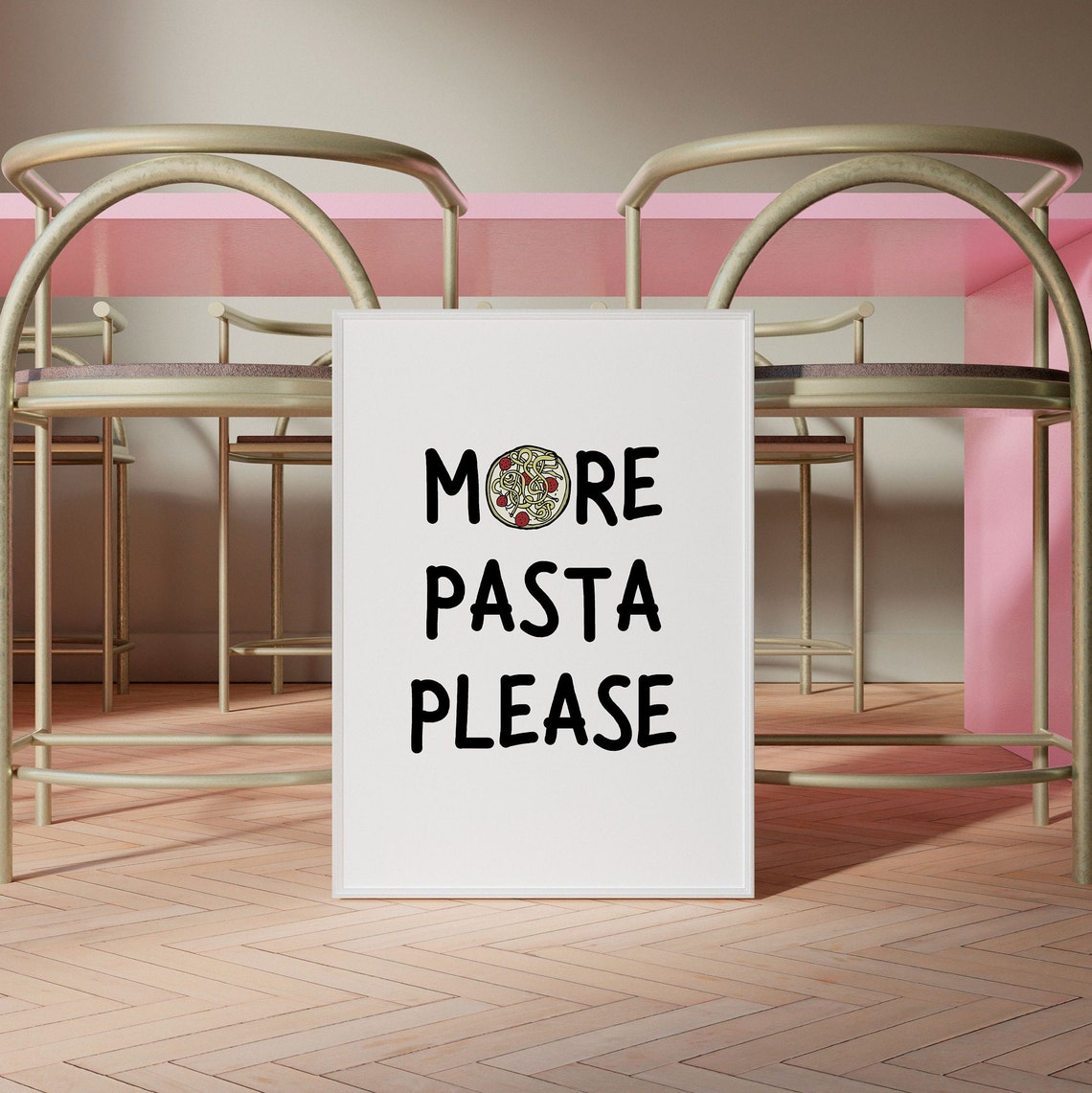 More Pasta Please Cute Italian Kitchen Typography Decor Poster - Image 2
