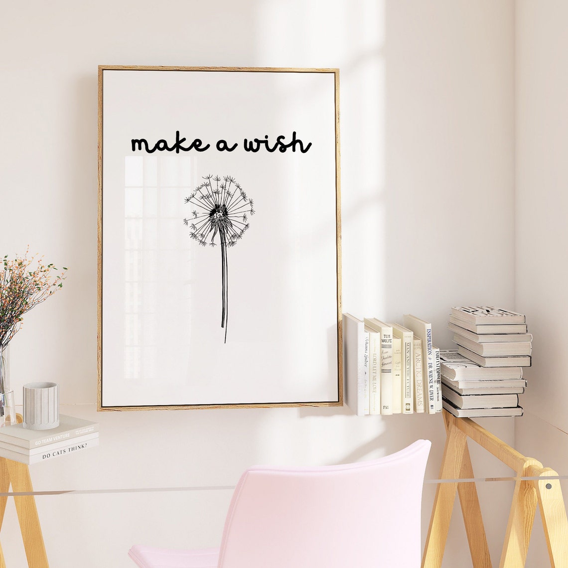 Make a Wish Dandelion Seed Head Line Art Minimalist Decor Poster - Image 4