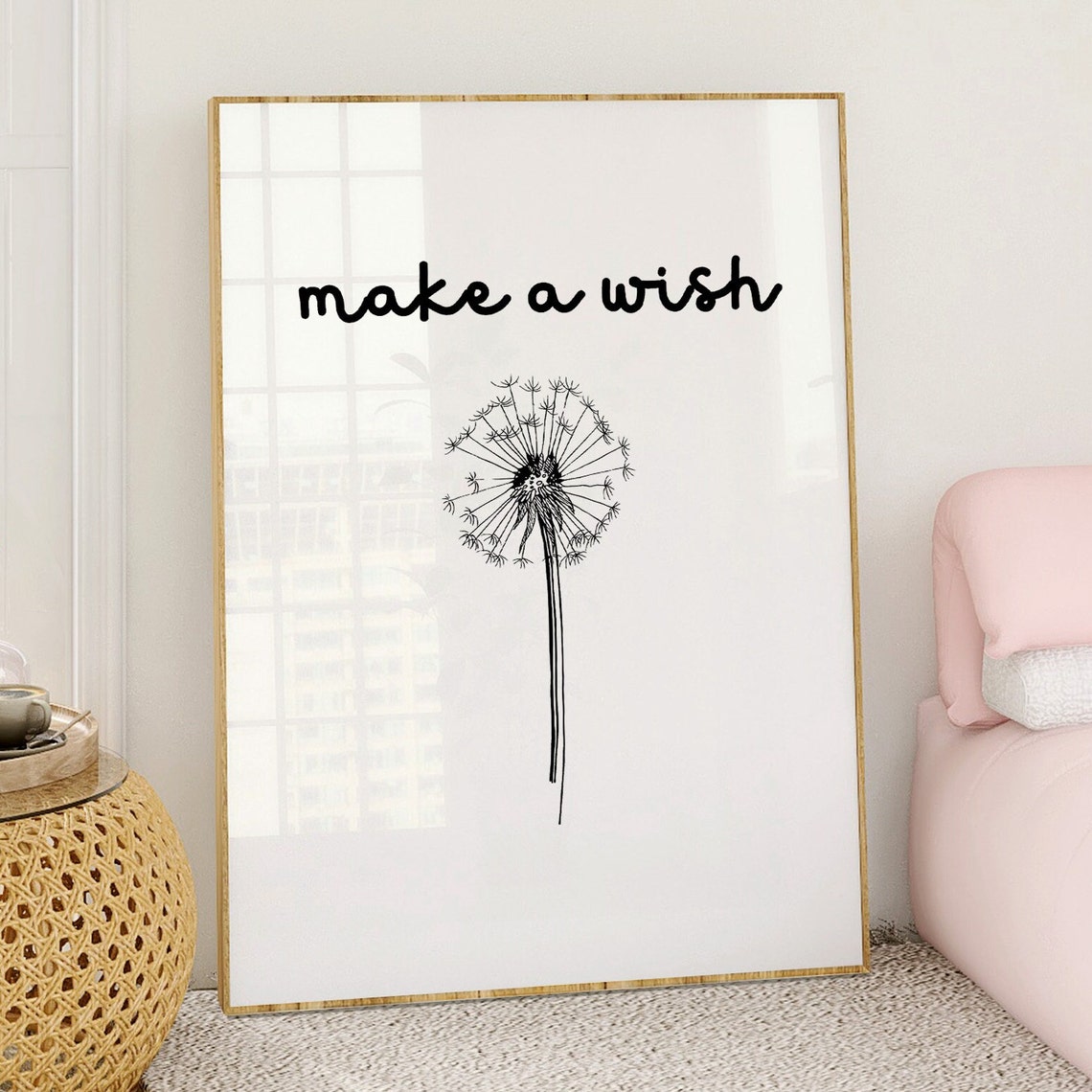 Make a Wish Dandelion Seed Head Line Art Minimalist Decor Poster - Image 5