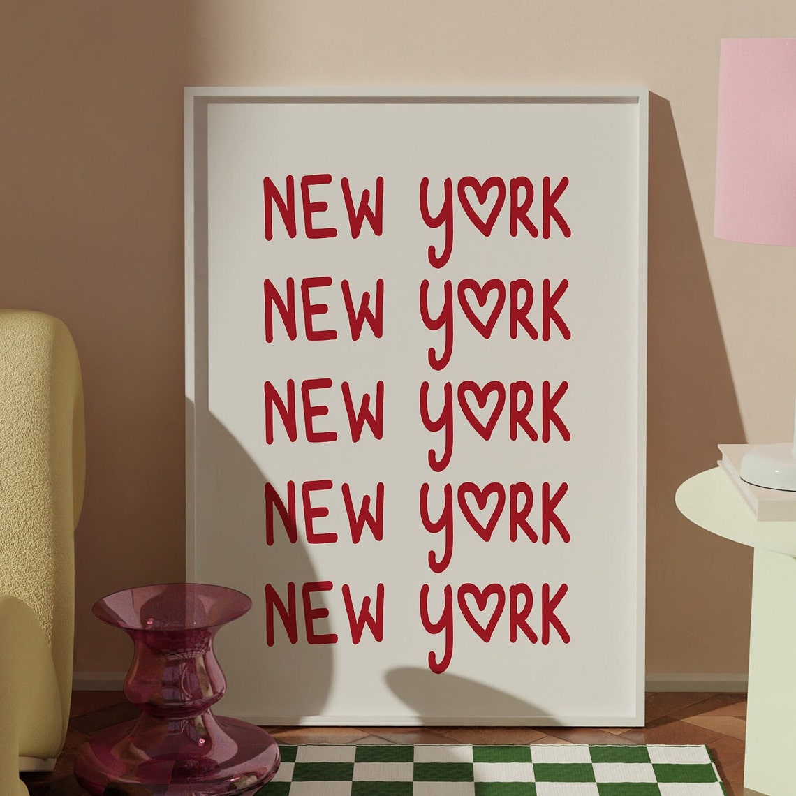 New York Print Poster Wall Art Ny New York Art Minimalist Ny Art Heart Art New York Print New York Big Apple Wall Art Print Art - Image 5