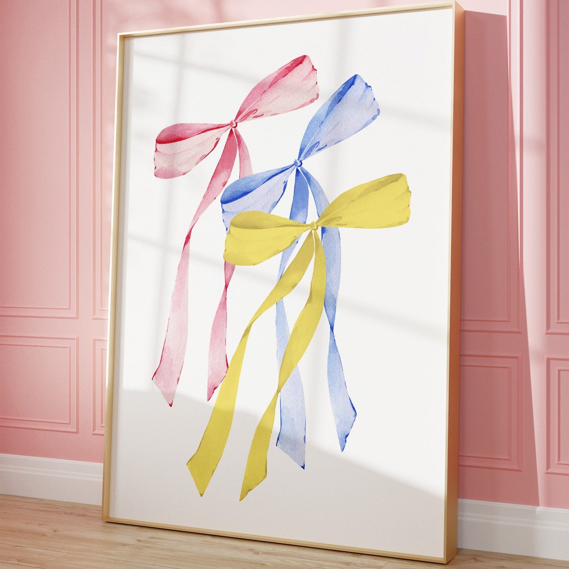 Pastel Watercolor Ribbon Bows Coquette Aesthetic Room Poster