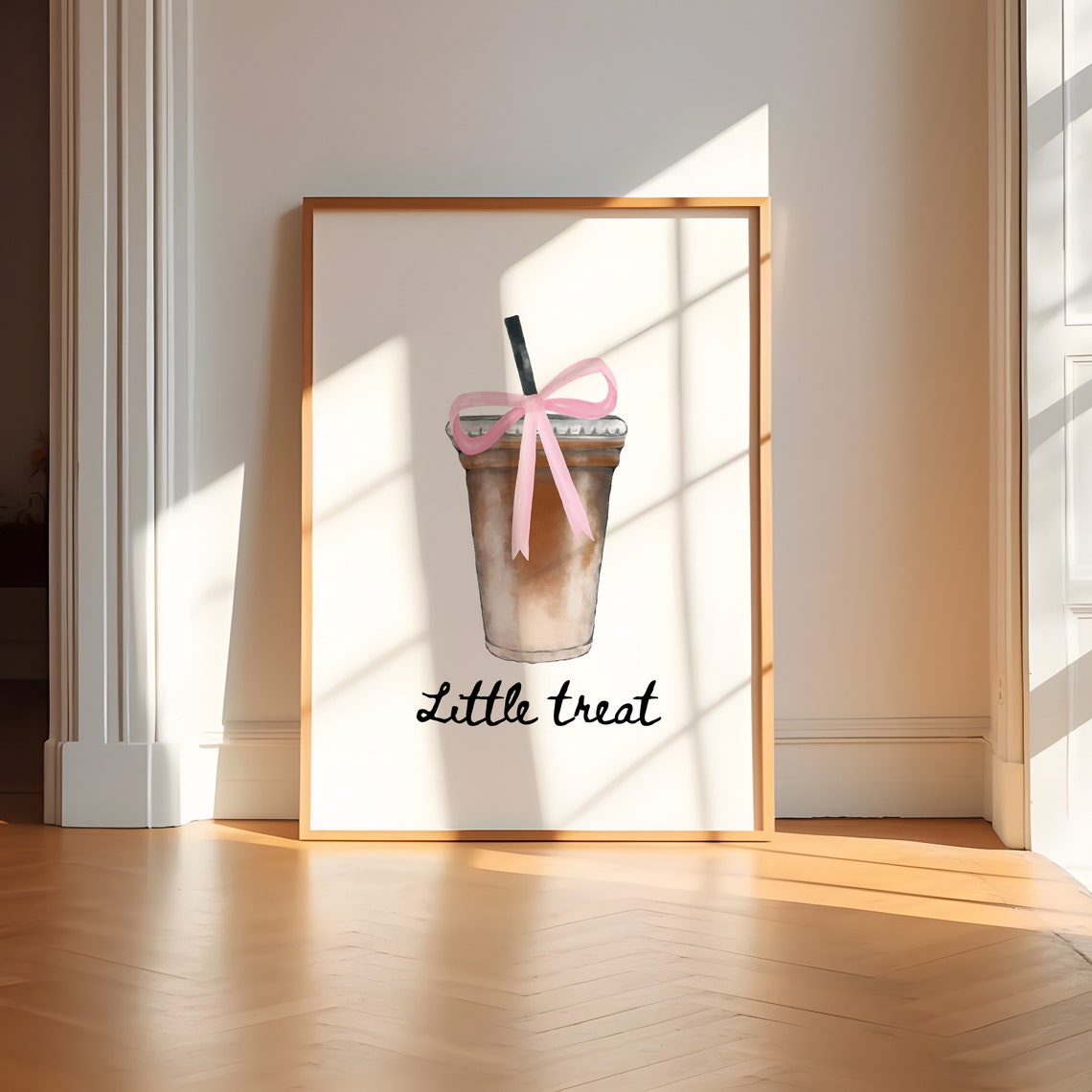 Little Treat Iced Coffee Cup Pink Bow Coquette Kitchen Poster - Image 3