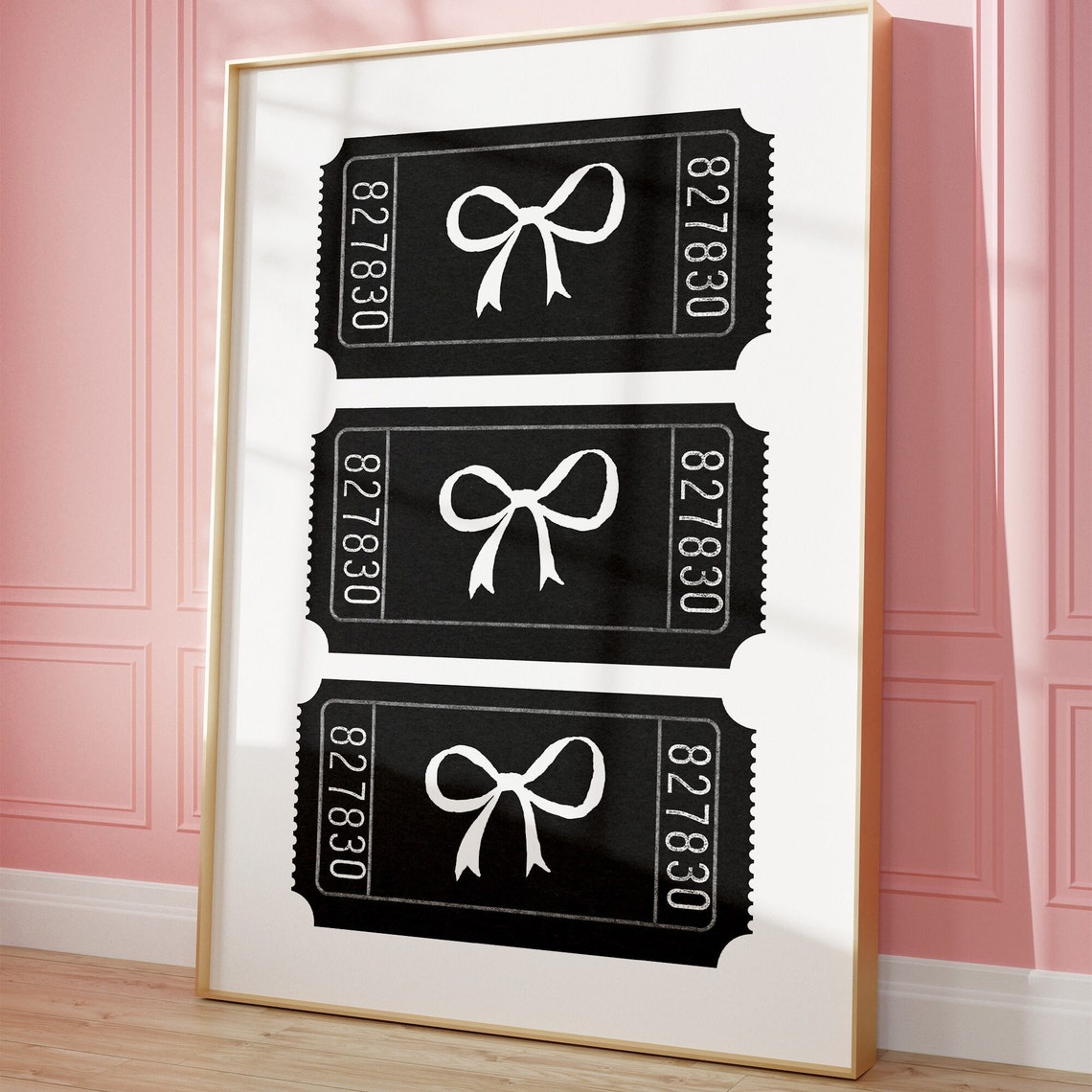 Three Black Bow Tickets Coquette Balletcore Girly Decor Poster