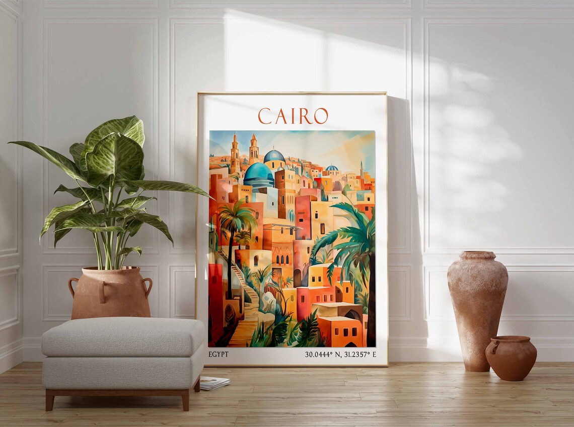 Cairo Old City Skyline with Minarets and Domes Travel Poster - Image 2