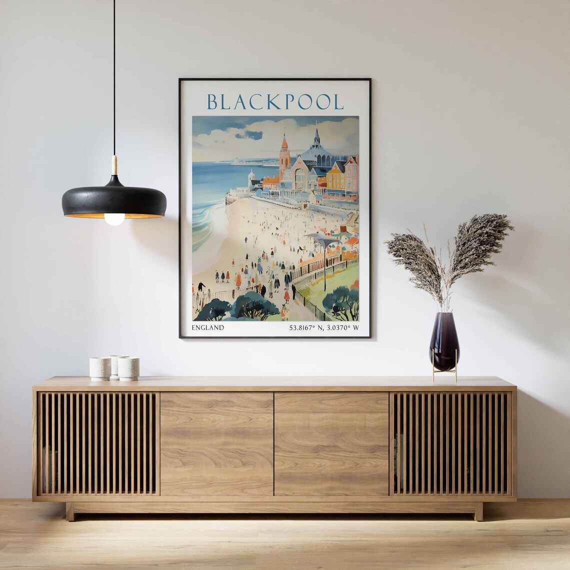 Blackpool England Travel Poster Beach Promenade Painting Art - Image 2