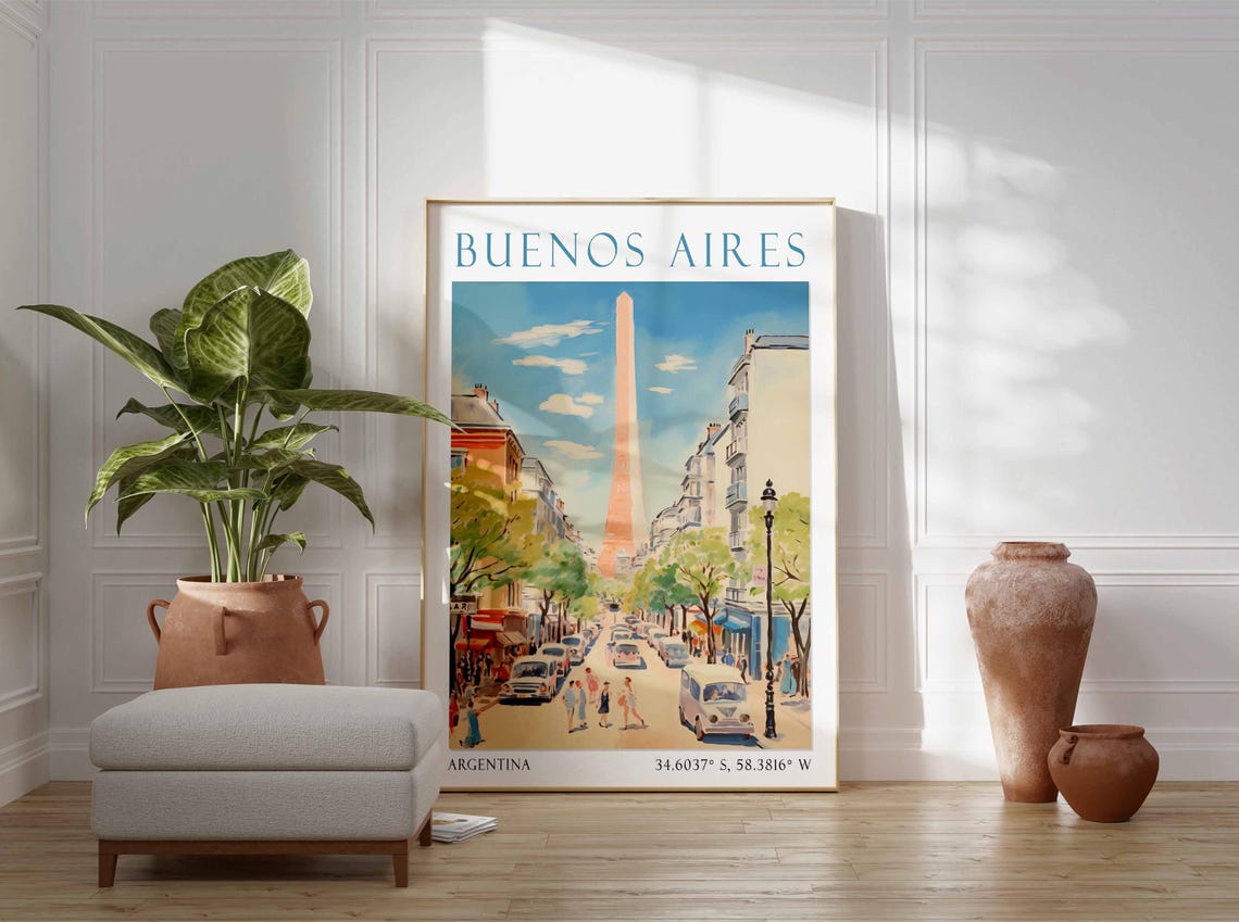 Buenos Aires Travel Poster Argentina Travel Print Argentina Travel Art Travel Poster Colourful Travel Decor Travel Gift - Image 3