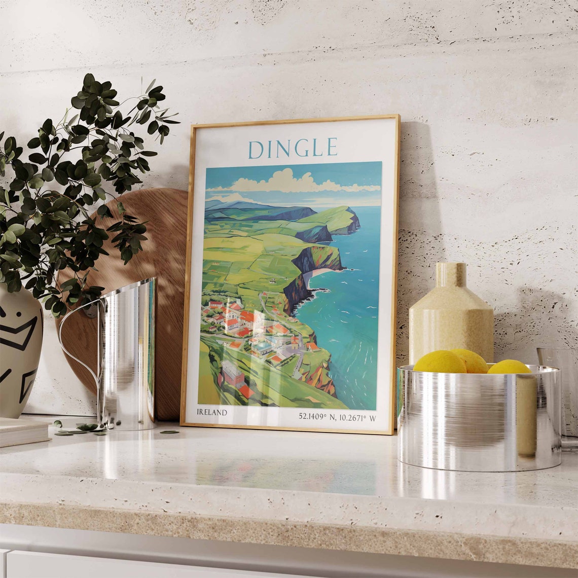 Dingle Ireland Panoramic Green Hills and Coastal Town View Poster - Image 2