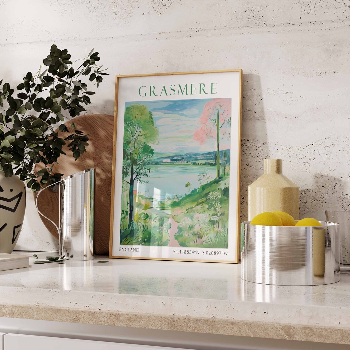 Grasmere Lake District Green Hills Countryside England Travel Poster - Image 3