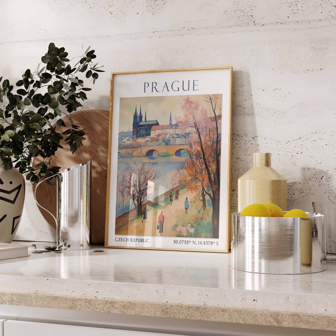 Prague Travel Print Prague Travel Poster Czech Republic Wall Art Charles Bridge Art Czech Travel Decor Travel Gift Vintage Wall Art - Image 3