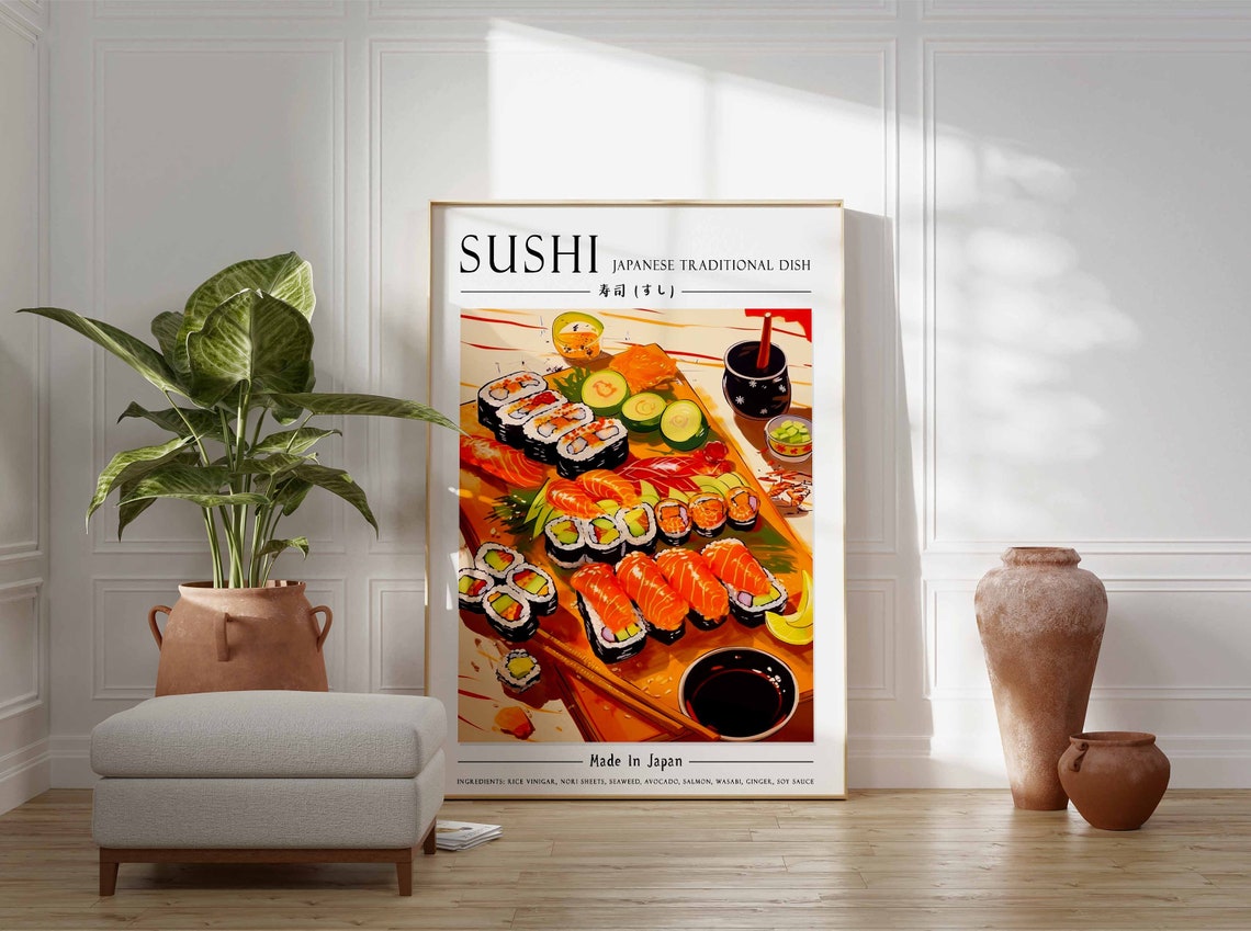 Sushi Japanese Traditional Dish Nigiri Maki Platter Food Poster - Image 3