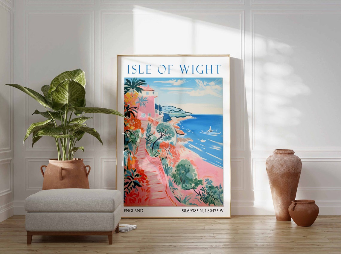 Isle Of Wight Travel Print Isle Of Wight Travel Poster England Wall Art Coastal Print English Wall Art Travel Gift Seaside Wall Art - Image 2