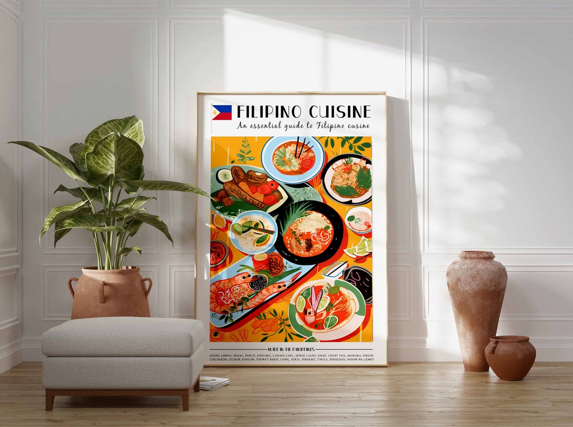 Food Print Filipino Food Poster Food Art Kitchen Decor Retro Wall Decor Kitchen Wall Art Vintage Filipino Food Wall Art Large Print - Image 2