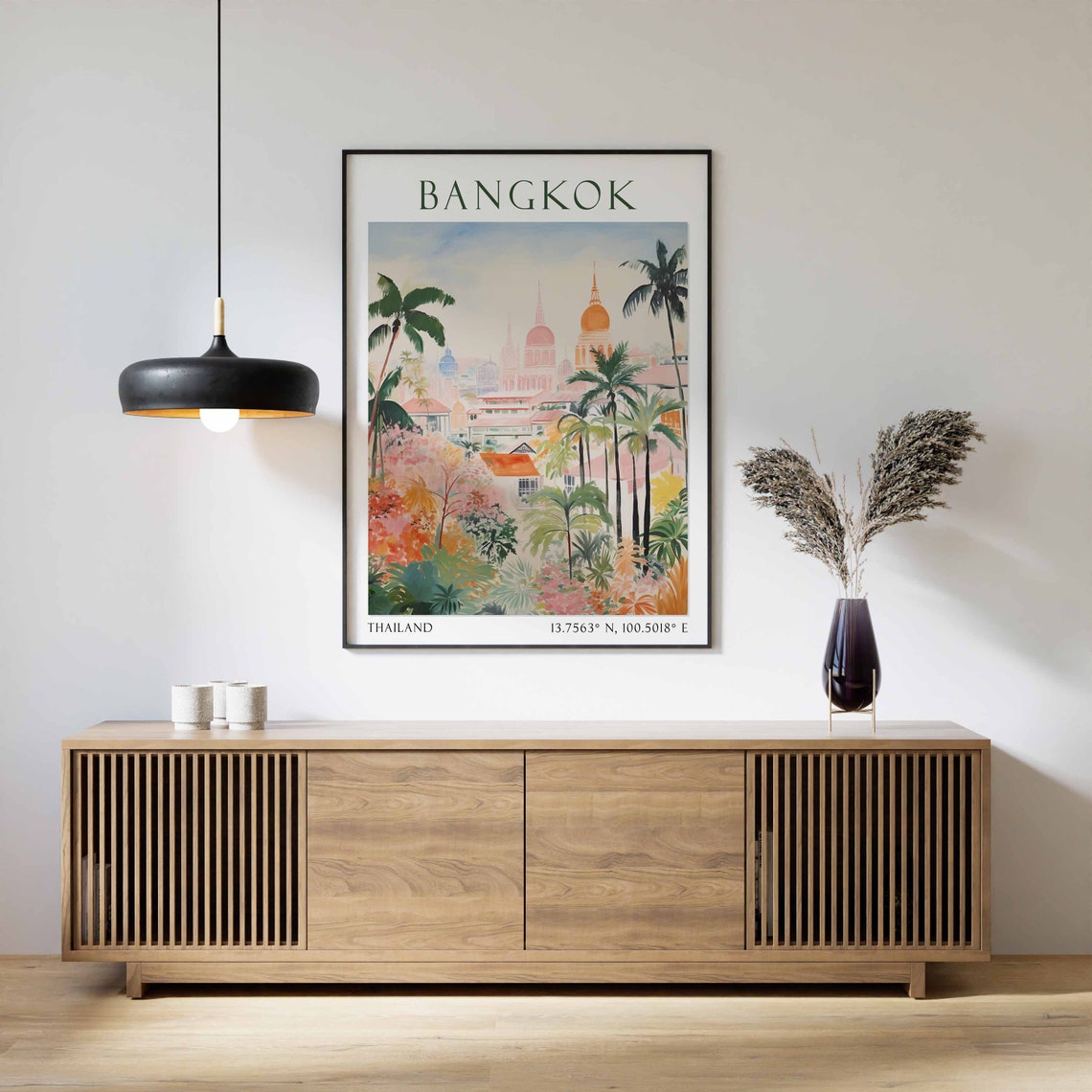 Bangkok Travel Print Bangkok Travel Poster Asian Travel Poster Southeast Asia Decor Thailand Wall Art Home Decor Thailand Wall Decor - Image 2