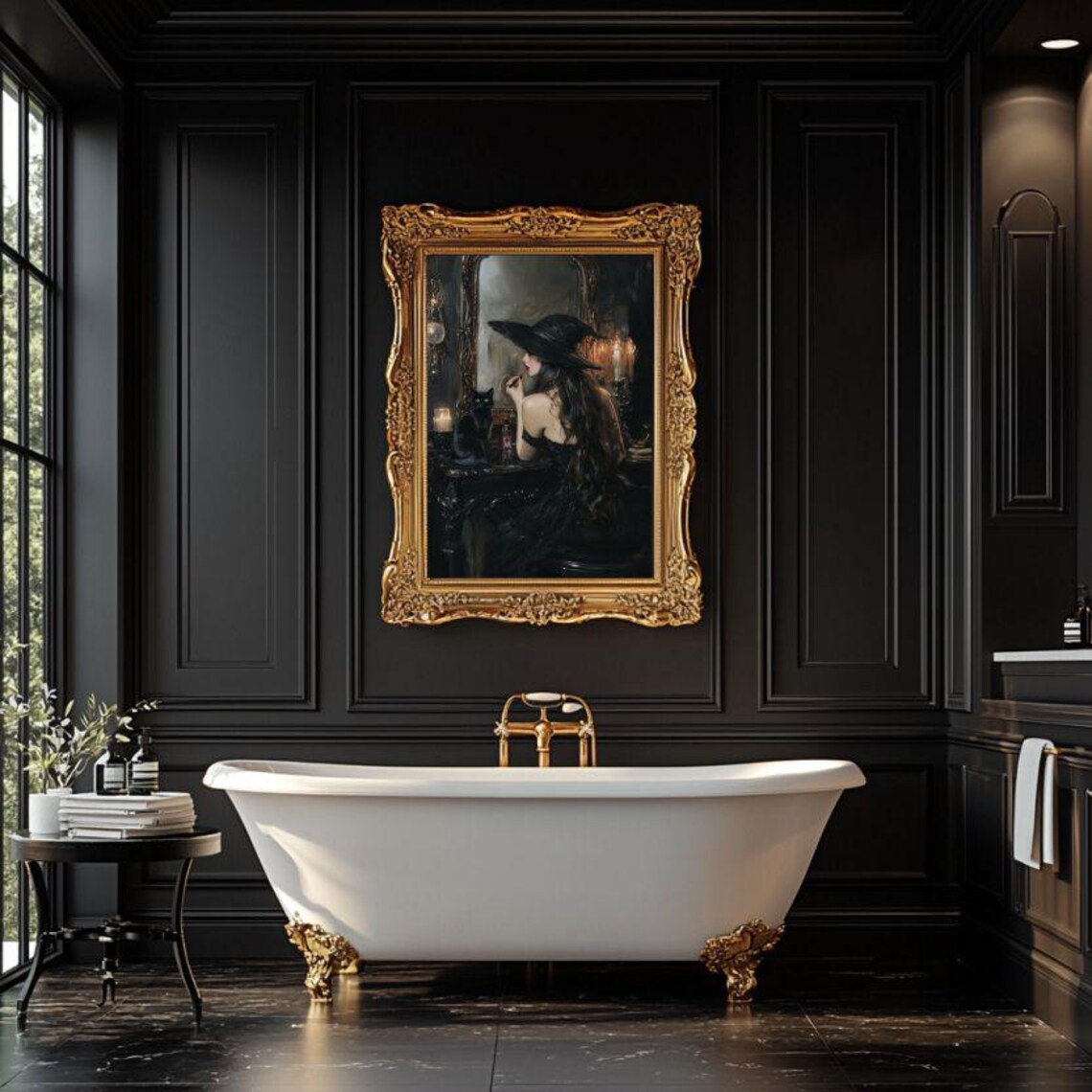 Witch Applying Lipstick, Gothic Bathroom Art Print - Image 7