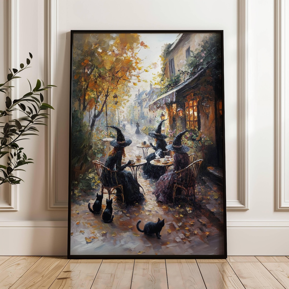 Witch Cafe Halloween Impressionist Wall Art Print
