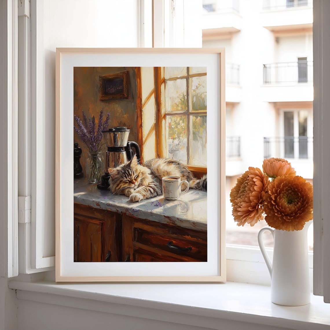 Tabby Cat Coffee Bar Kitchen Decor Poster Print - Image 3