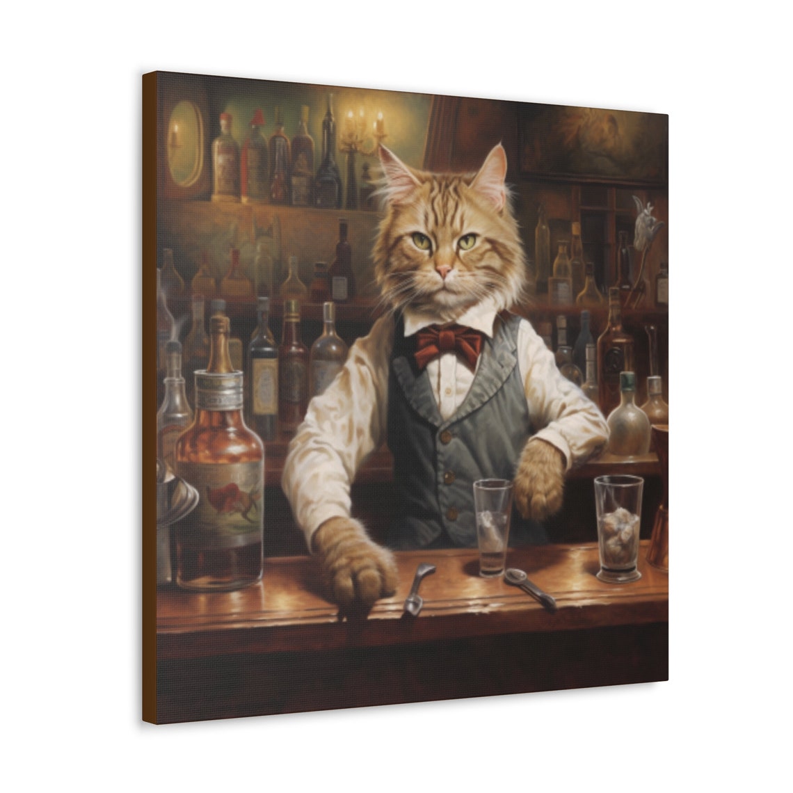 Ginger Bartender Cat in a Vintage Speakeasy Bar Portrait Poster - Image 4