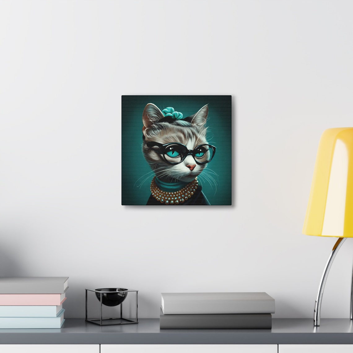 Fancy Cat Portrait With Sunglasses and Pearl Necklace Poster - Image 3