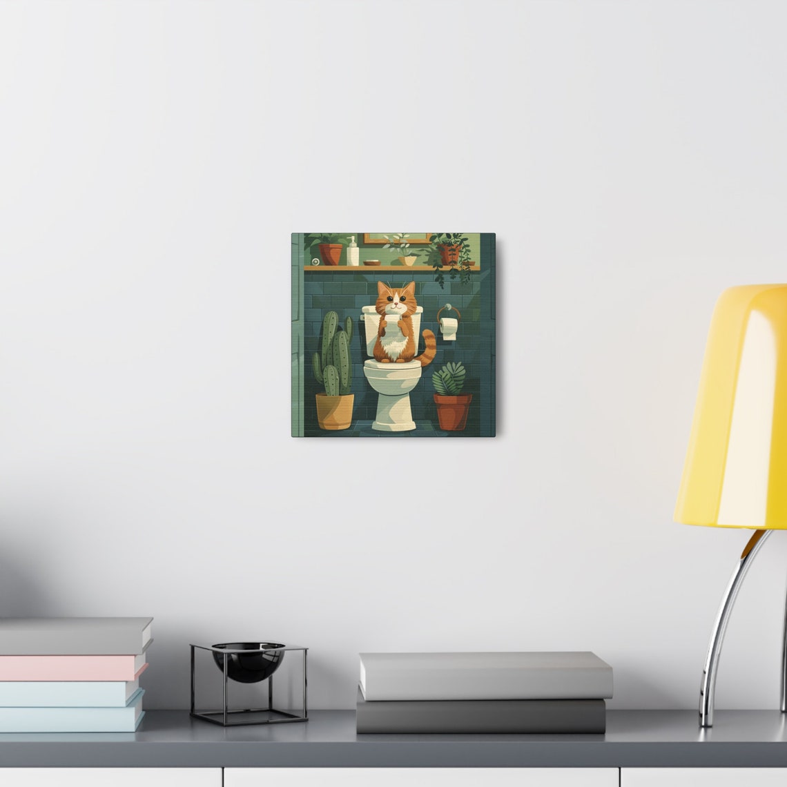 Ginger Cat Sitting On A Toilet Holding Paper Funny Bathroom Poster - Image 3