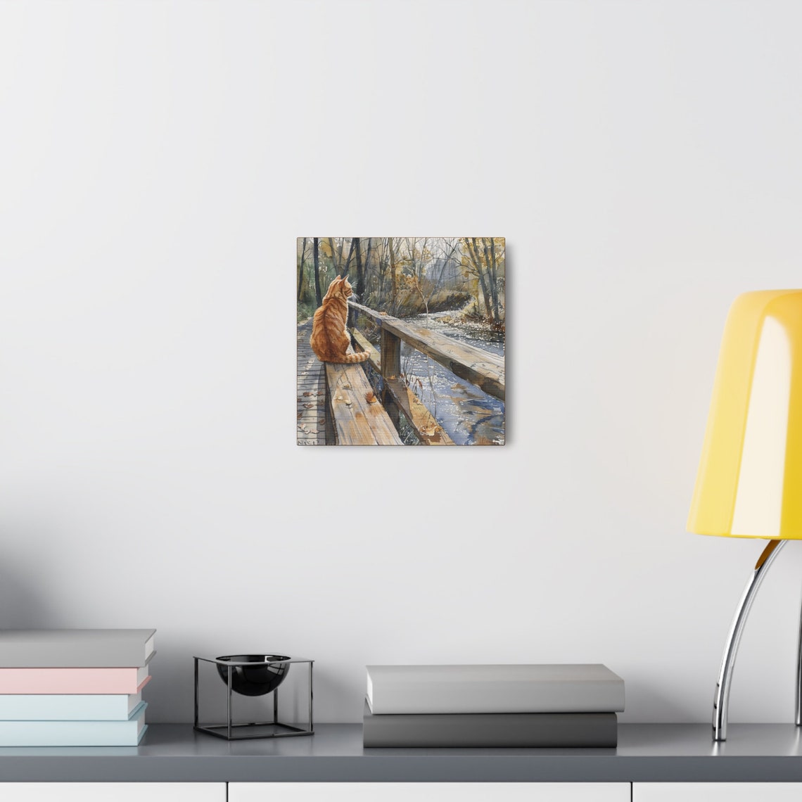 Ginger Tabby Cat On A Bridge Wall Art Cat Mom Gift Art Cute Kitty Wall Decor Tabby Cat Art Orange Cat Home Decor Gift - Image 5