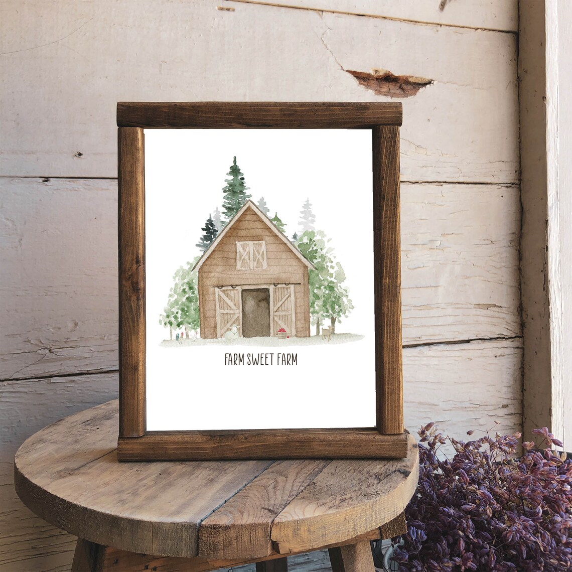 Farm Sweet Farm Rustic Barn Country Watercolor Home Decor Poster - Image 8