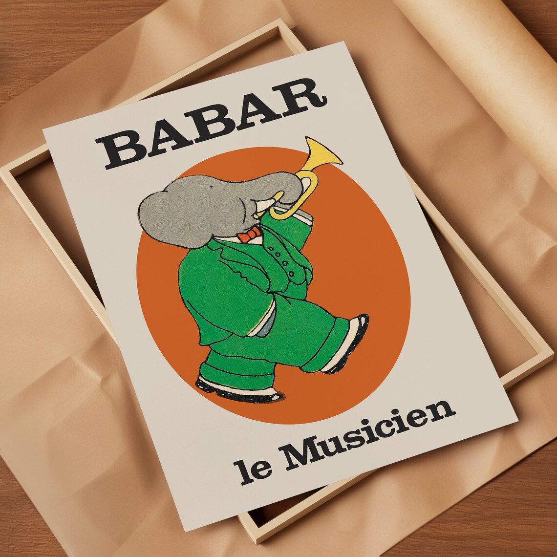 Babar The Elephant Retro Nursery Decor Art Print - Image 3