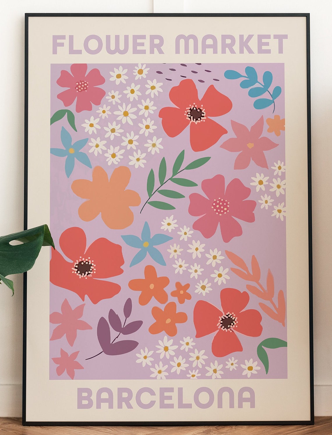Flower Market Print, Barcelona Vintage Poster - Image 2