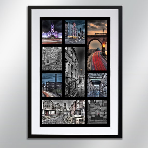 Stockport Montage Signed Print, Cityscape Art Print