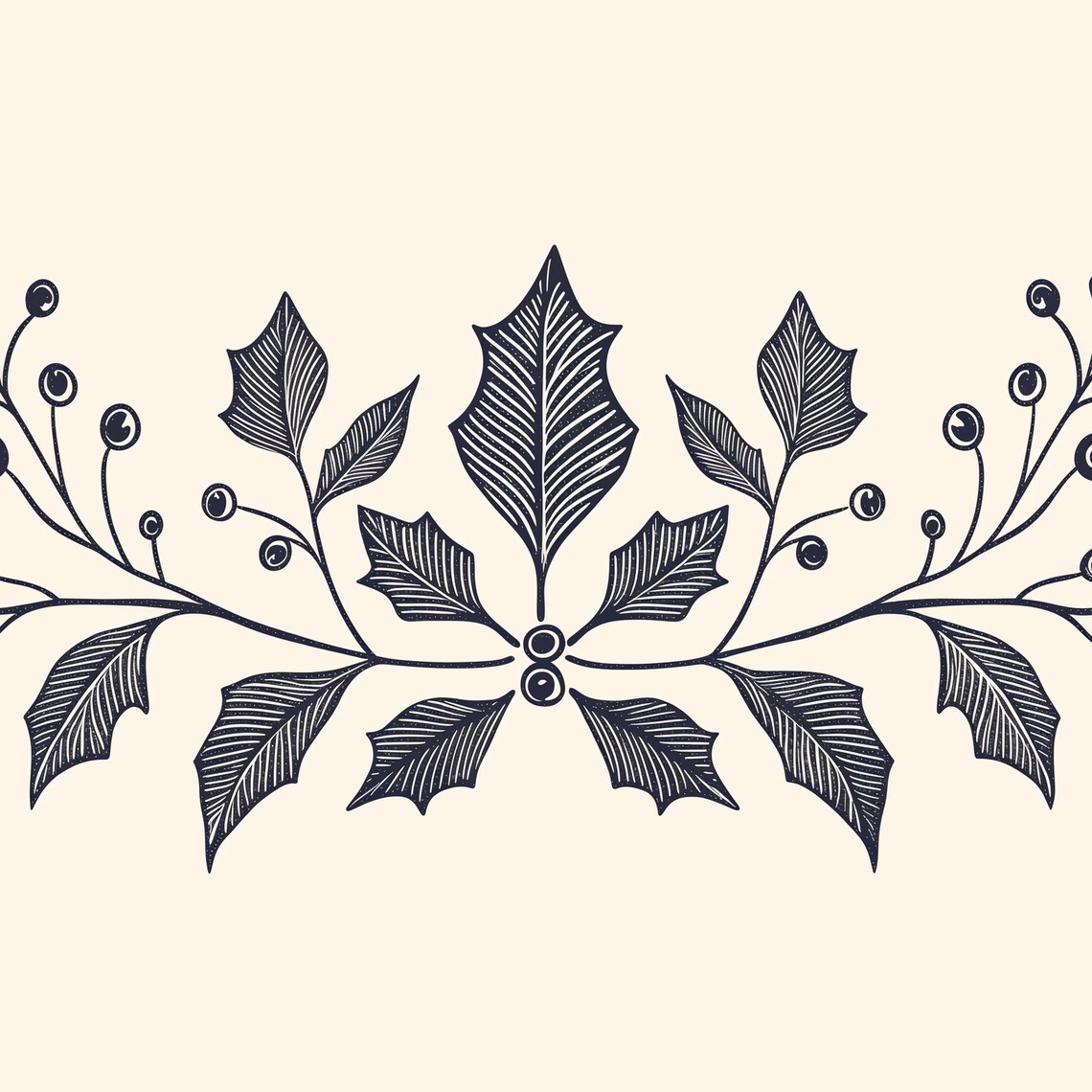 Classic Holly Berries Winter Garland Line Art Frame TV Poster - Image 4