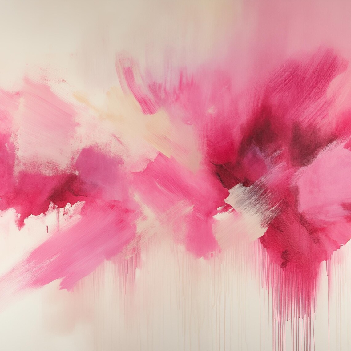 Pink Abstract Watercolor Splash Bold Magenta Drips Modern Art Poster - Image 4