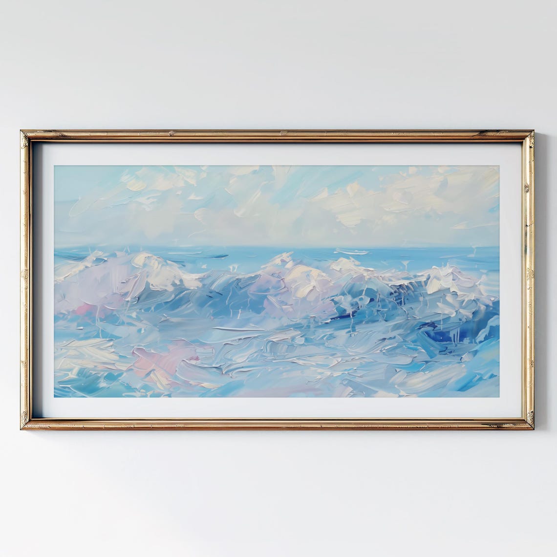 Soothing Pastel Ocean Waves Impressionist Seascape Calm Water Poster - Image 2
