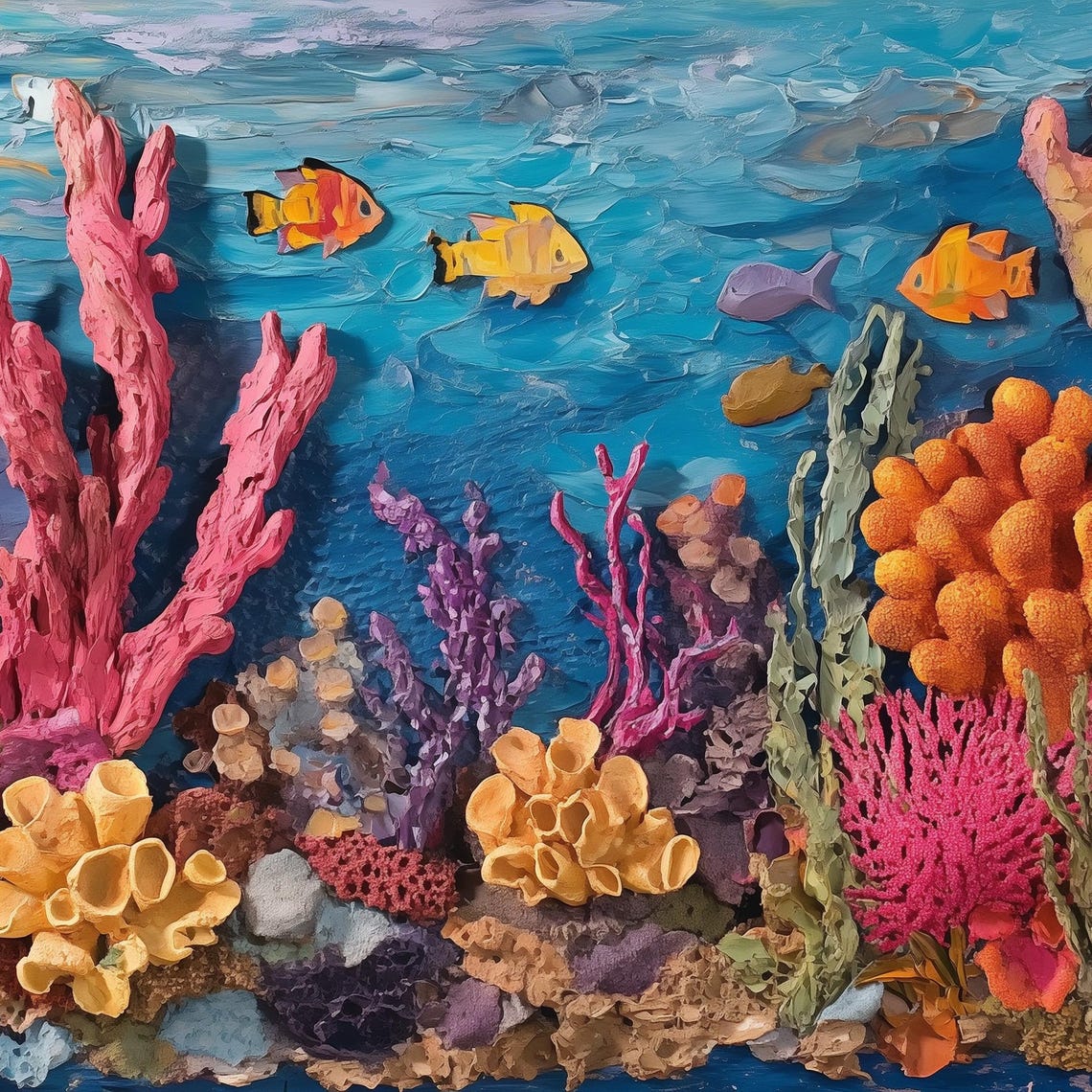 Coral Reef 3D Textured Underwater Painting Vibrant Ocean Fish Poster - Image 4