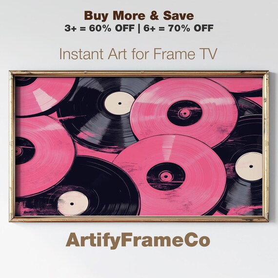 Bold Pink Vinyl Records Black Accent Retro Pop Art Music Poster