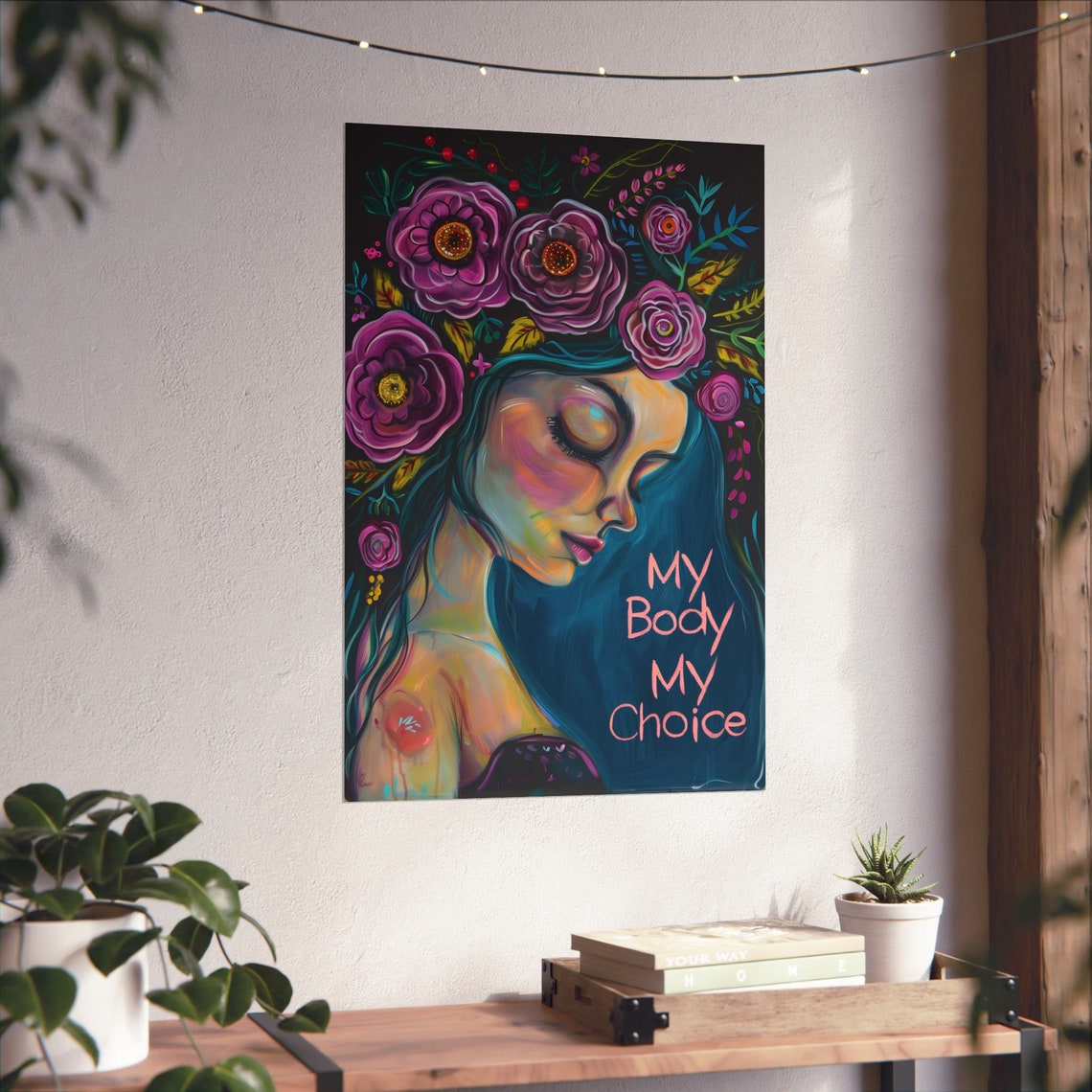 My Body My Choice Floral Woman Reproductive Rights Art Poster - Image 3
