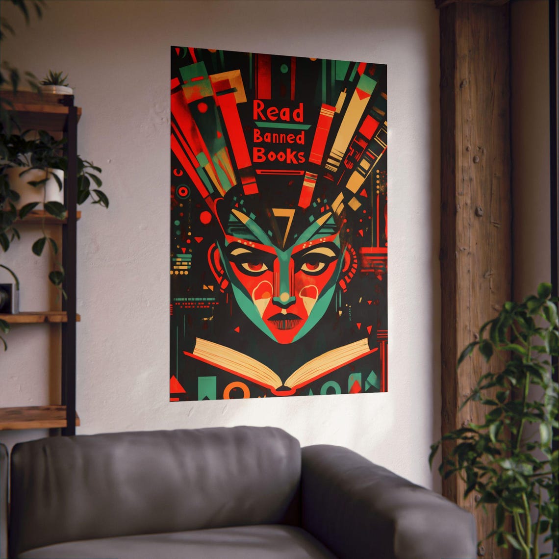 Read Banned Books Art Deco Woman Bold Literary Statement Art Poster - Image 3