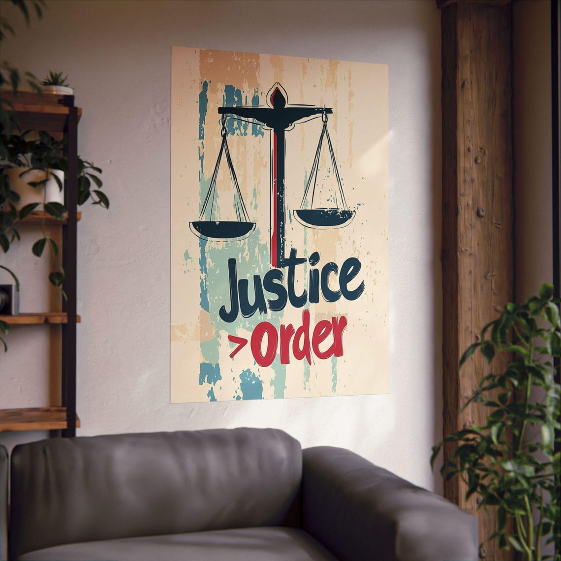 Bold Justice Greater Than Order Scales Of Justice Quote Poster - Image 2