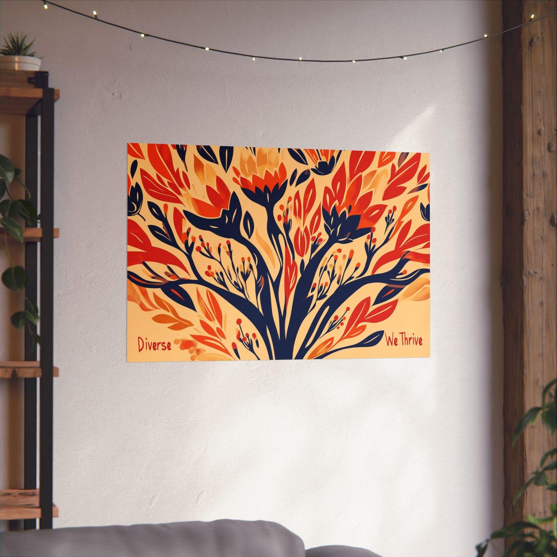 Diverse We Thrive Colorful Tree of Life Blooming Branches Poster - Image 3