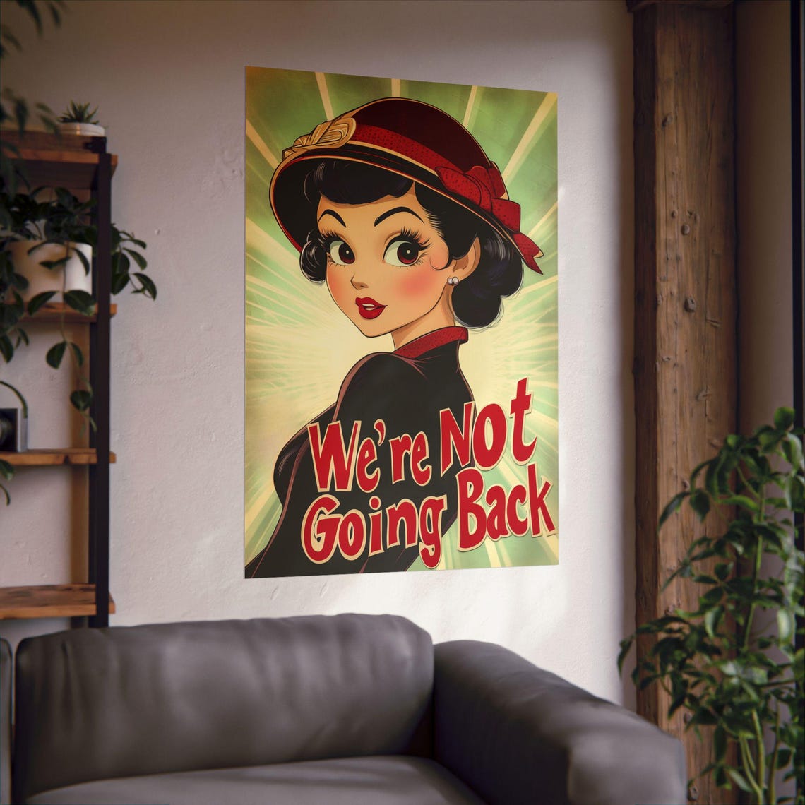 We Are Not Going Back Retro Pinup Woman Protest Statement Poster - Image 2