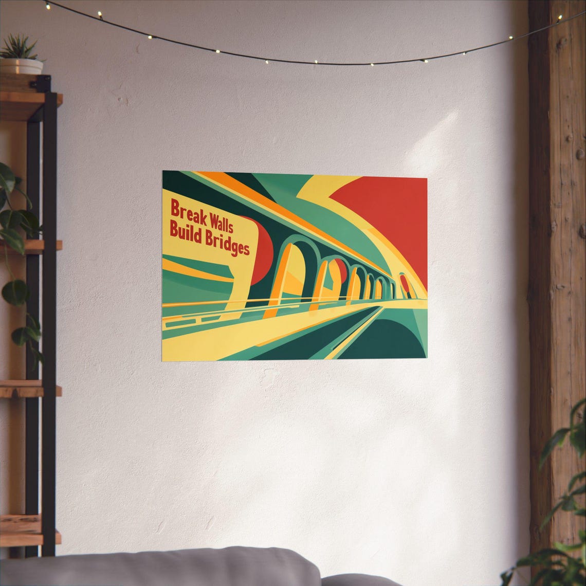 Break Walls Build Bridges Modernist Arches Bold Abstract Poster - Image 4