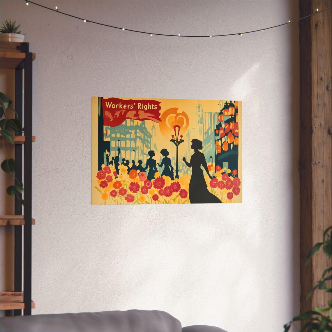 Workers Rights Vintage Labor March Banner Floral Street Poster - Image 4