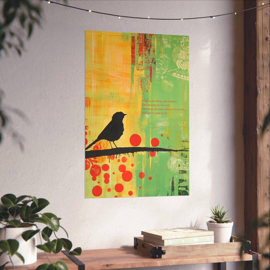 Hope Is the Thing with Feathers Bird Poem Abstract Art Poster - Image 4