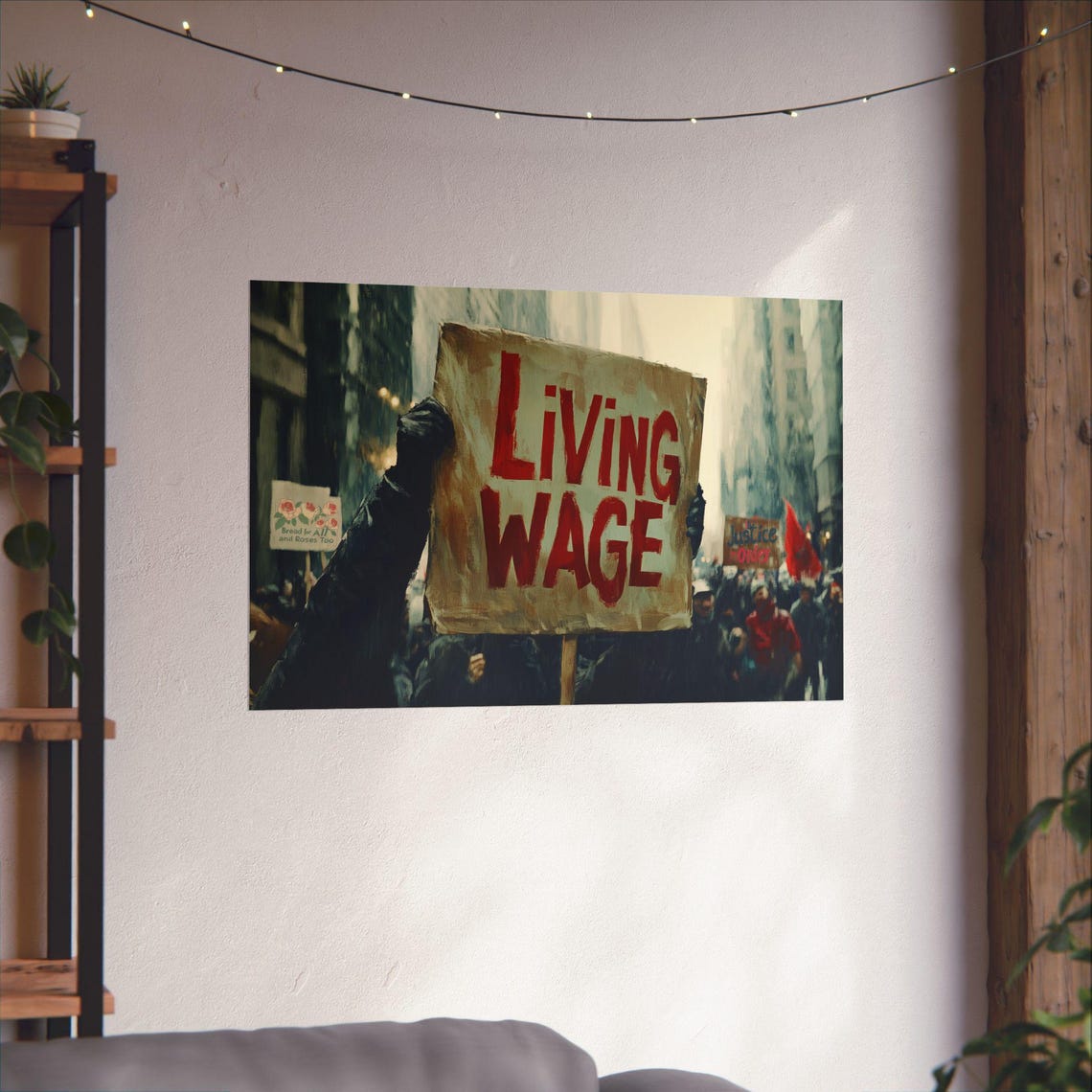 Living Wage Protest March Street Scene Workers Rights Poster - Image 3