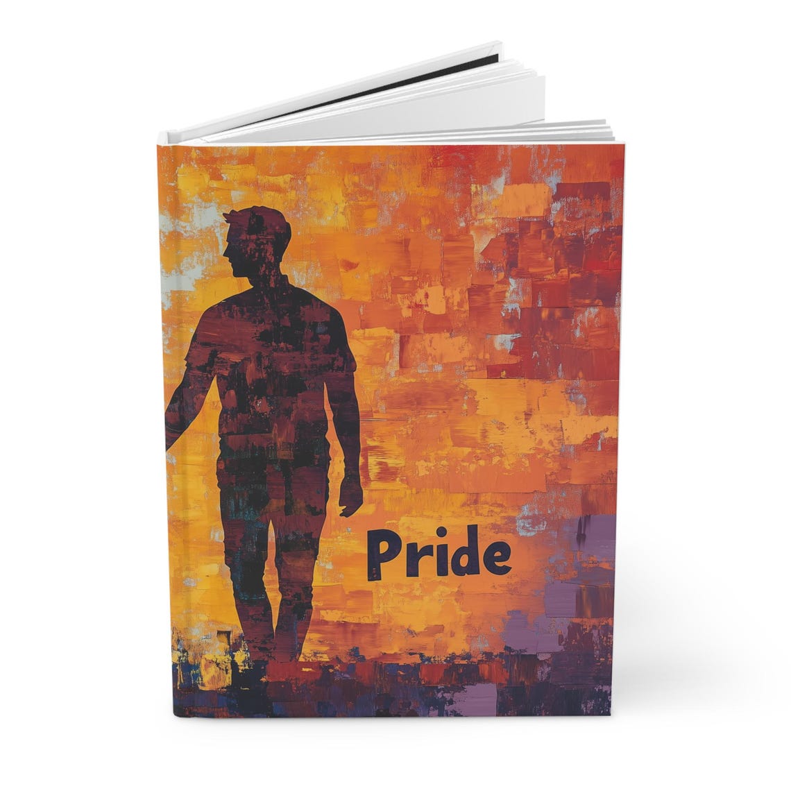 Pride Walking Man Silhouette Fiery Orange Abstract Art Poster - Image 3
