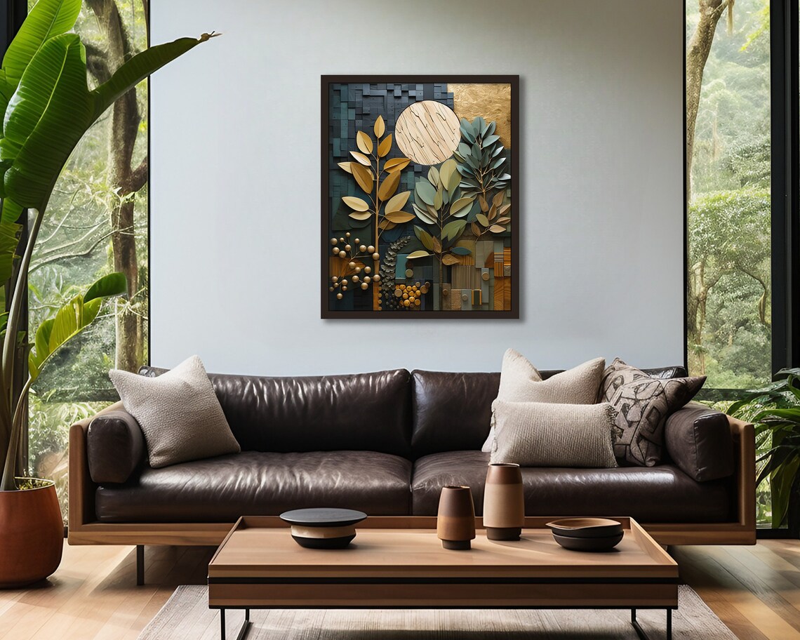 Boho Earth Tones Wood Grain Wall Art Print, Bedroom Decor - Image 3