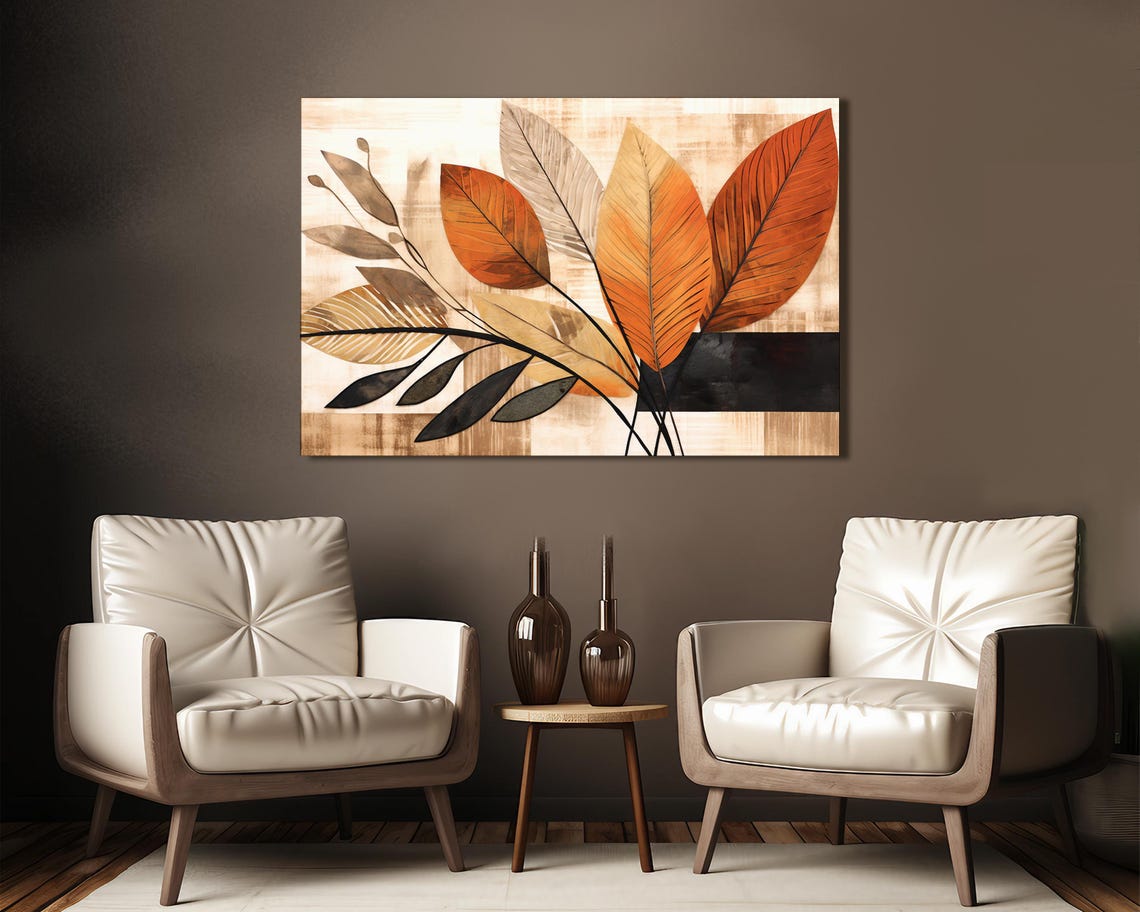 Rust Orange Autumn Leaves Botanical Branch Warm Neutral Art Poster - Image 2