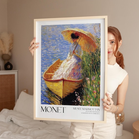 Claude Monet Woman Parasol Boat Impressionist Museum Gallery Poster
